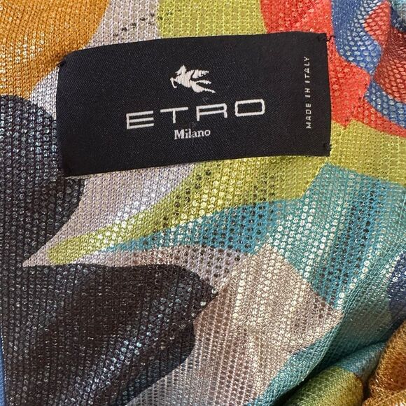 NWOT Etro Asymmetrical Artistic Floral Print Sleeveless Ruffle Dress‎ Size 46/10 - Picture 12 of 13